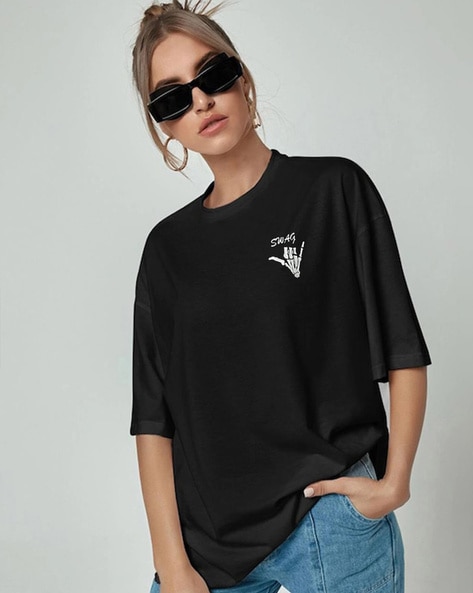 Buy Black Tshirts for Women by VEIRDO Online