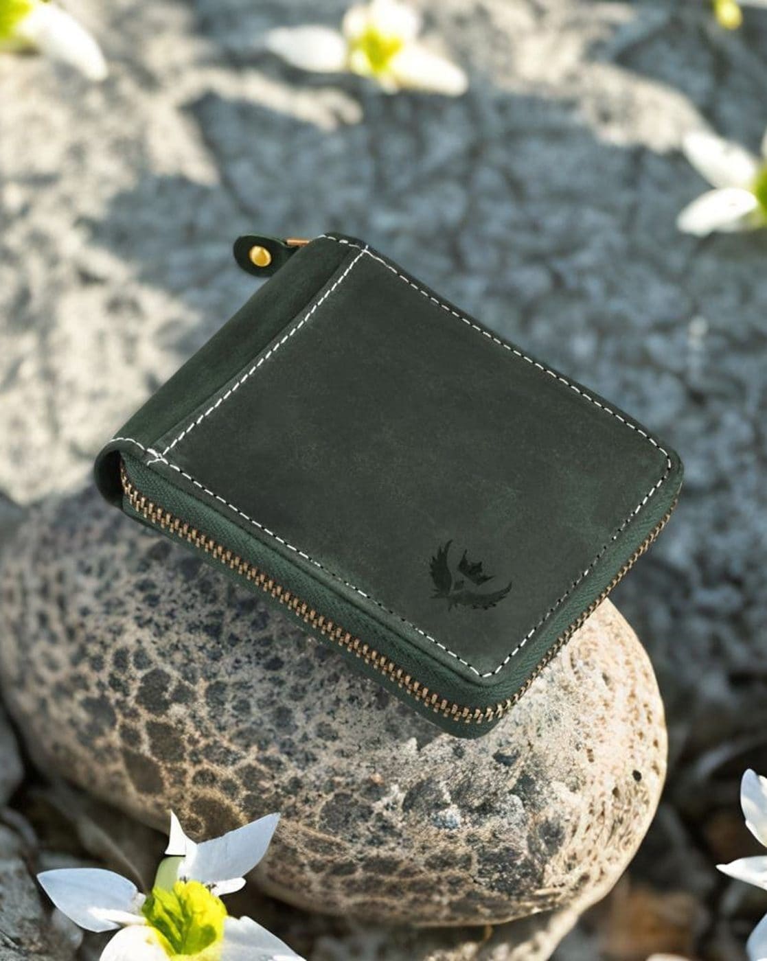Green Cactus Leather Wallet - Black Nopal
