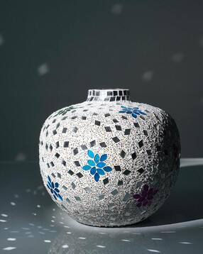 White Cylindrical Metal Vase