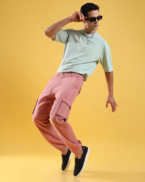 Buy Pink Trousers & Pants for Men by Campus Sutra Online