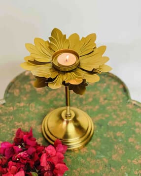 Floral Design Tealite Candle Holder with Stand