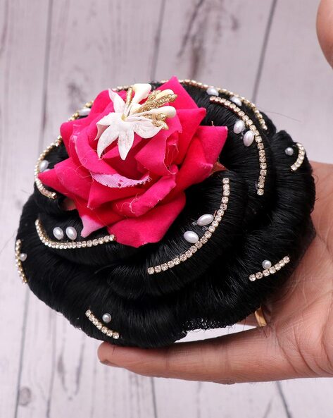 Artificial Hair Bun, Color : Pink, Green Red at Rs 210 / Piece in Pune |  Aabhaas Design