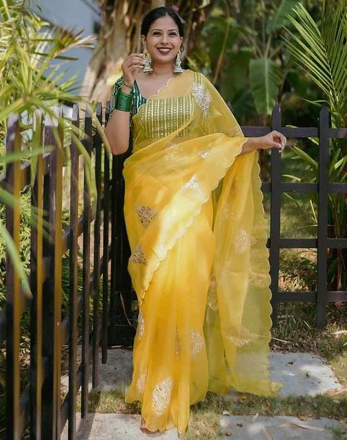 KEKA HALDI CHIFFON SAREE – Kaliclothingsco.