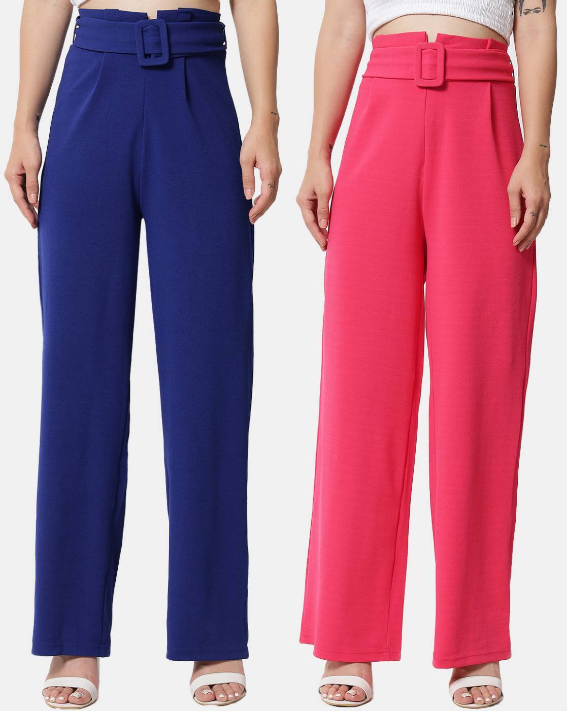 Buy Pink Trousers & Pants for Women by KOTTY Online