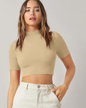 Buy Fery London Slim Fit Ribbed Crop Top Online | Ajio.com
