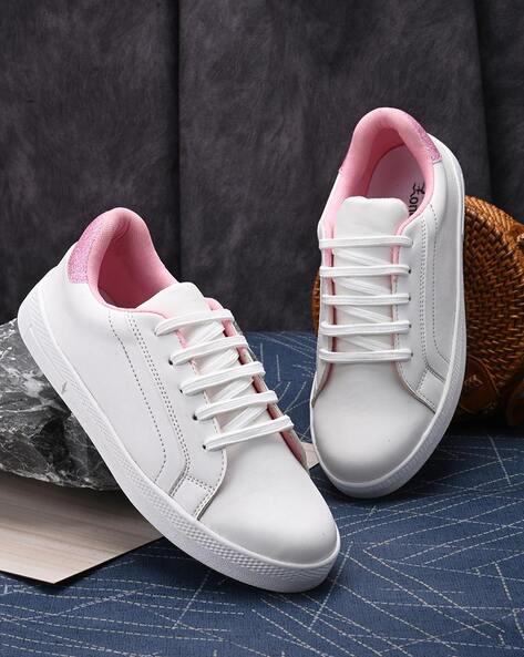 White brown thread accents casual lace up shoe sneaker | Womens sneakers  shoes online 2729WS
