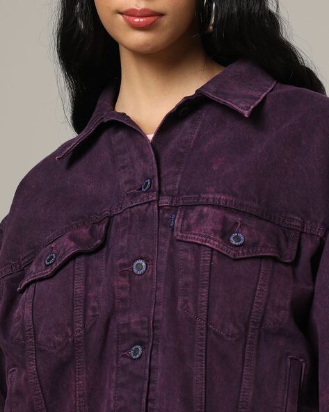 LEVIS Lightly Washed Denim Jacket For Women (Purple, S)