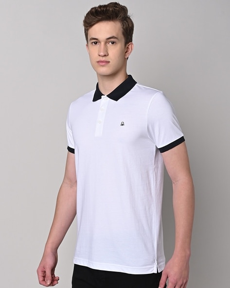 Polo T-shirt with Contrast Collar