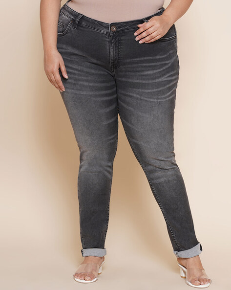 Plus fashion size gray denim jeans