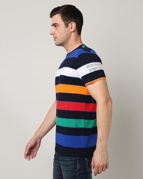 Colorful striped t discount shirt