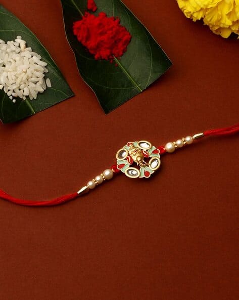 MATCHITT Pearl Beaded Ganesh Ji Rakhi
