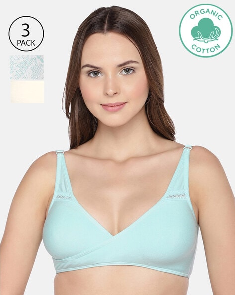 Buy Inner Sense Organic Cotton Antimicrobial Laced non-Padded Bra