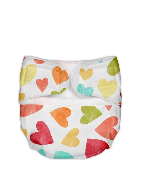 Heart Print Cloth Diaper with Dry Feel Magic Pad