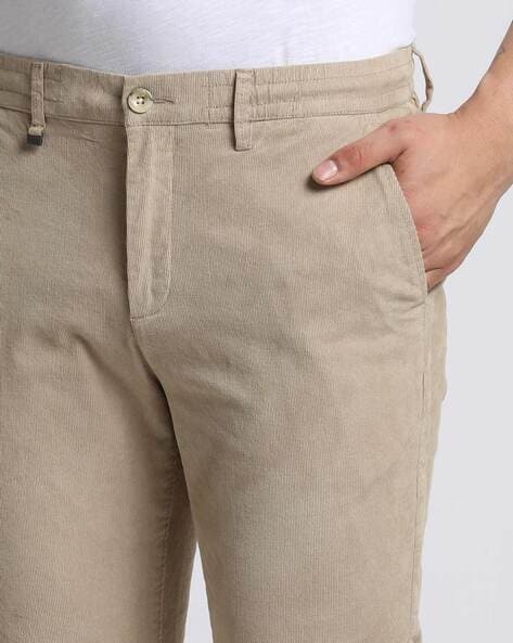 Buy CRIMSOUNE CLUB Mens Light Brown Corduroy Trousers online