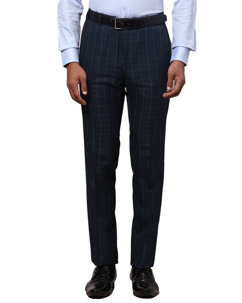 Buy Men Khaki Solid Slim Fit Trousers Online - 747023 | Van Heusen