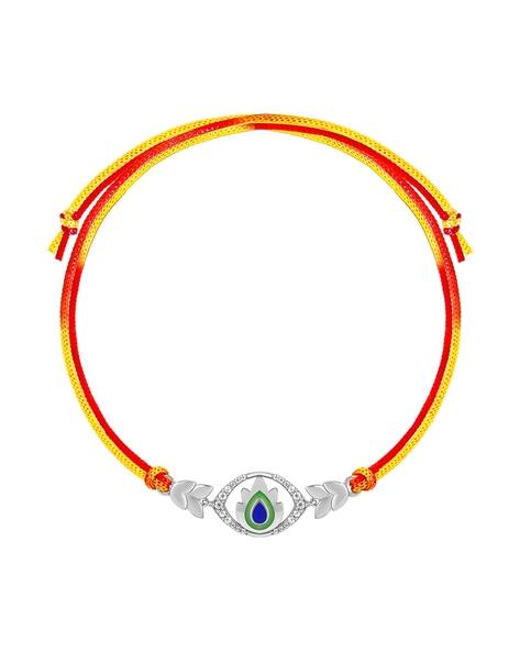 Giva Sterling Silver Peacock Feather Motif Rakhi