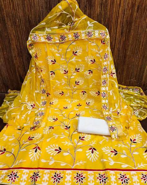 Buy Golden Yellow & White Dress Material for Women by ZEEPKART Online | Ajio.com Buy Golden Yellow & White Dress Material for Women by ZEEPKART Online | Ajio.com