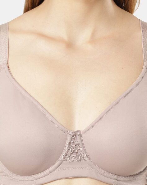 1855 Wired Padded Microfiber Nylon Elastane Full Coverage Plus Size Bra  with Broad Wings