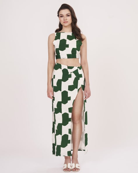Buy House Of Varada Strappy Dress with Printed Sarong Set
