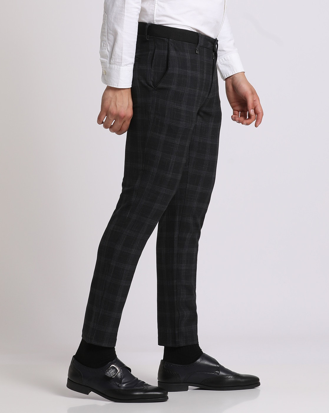 Men Plaid Chino Pants Casual Business Formal Skinny Slim Fit Check Trousers  | Fruugo NO