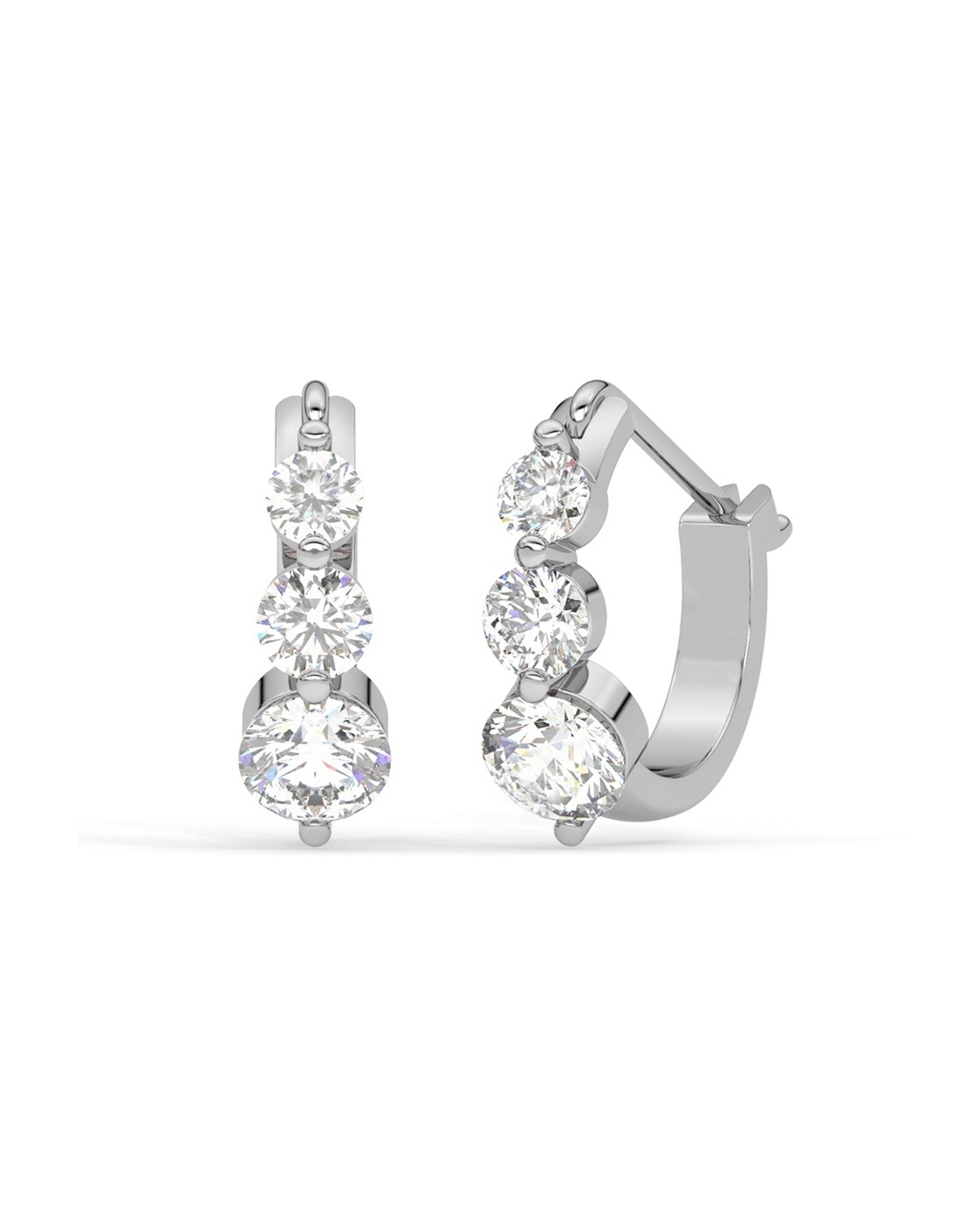 1/2ct 3 Stone Diamond Earrings 14K White Gold - Walmart.com