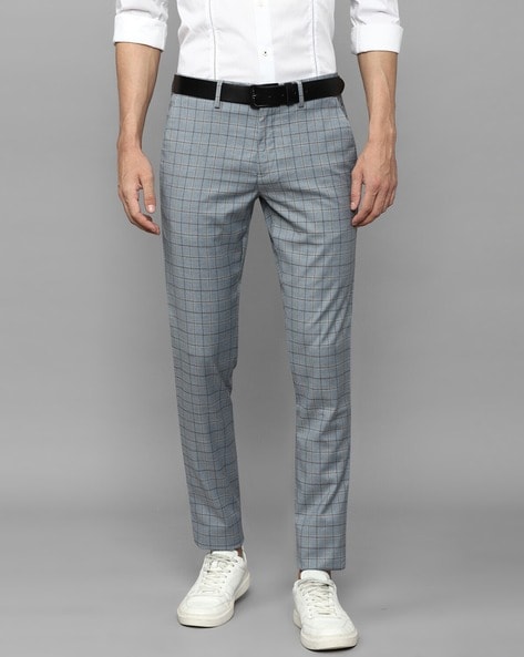 Buy Van Heusen Grey Slim Fit Checks Trousers for Mens Online @ Tata CLiQ