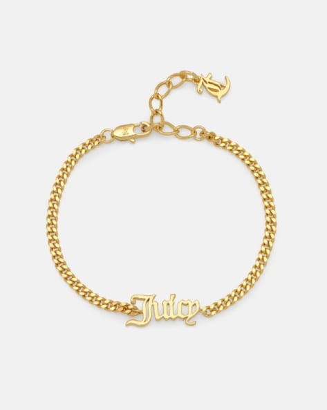 Buy JUICY COUTURE Signed Gold Metal Chain Bracelet With Purple Crystal  Charms and Rhinestones, Designer Bracelet, Online in India - Etsy