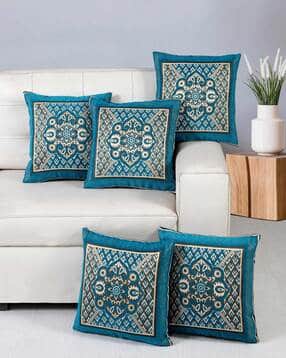 nendle Pack of 5 Embroidered Square Cushion Covers 16"x 16"-picture-13