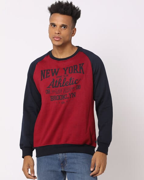 Men Typographic Print Slim Fit Crew-Neck Sweatshirt