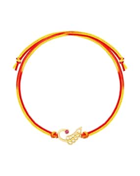 Sterling Silver Gold-Plated Leaf Motif Rakhi-image-11