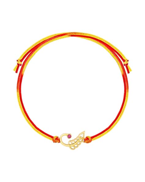 Giva Sterling Silver Gold-Plated Leaf Motif Rakhi