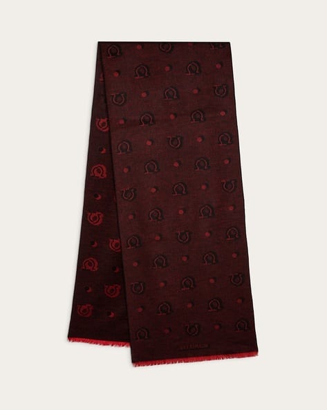 Gancini Dots Print Jacquard Silk Scarf