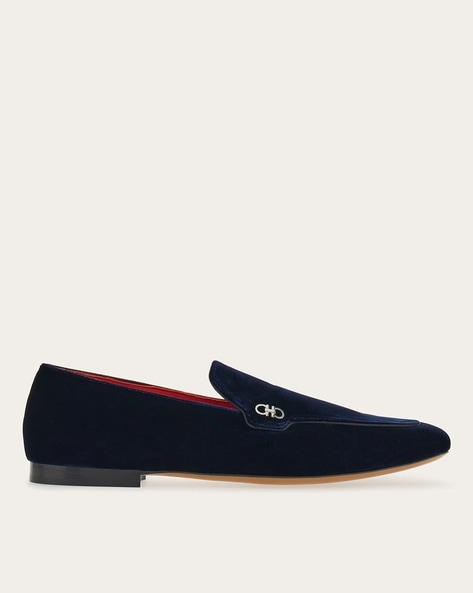 Ferragamo Navy Gancini Ornament Loafers