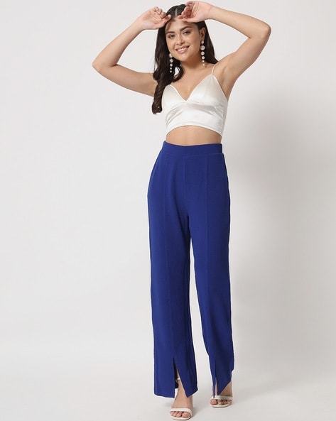 Blue Knitted Kick Flare Trouser  WHISTLES 