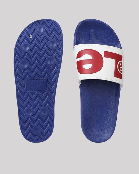 Men Logo Strap Slip On Sliders