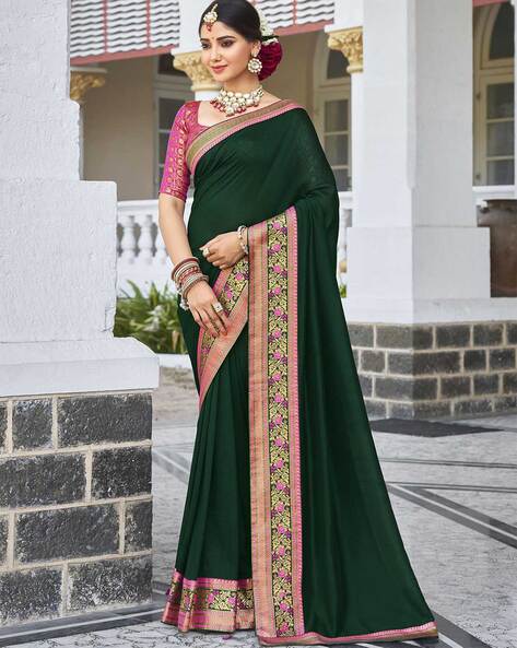 Dark Green Saree Buy India Dark Green Color Sarees Online