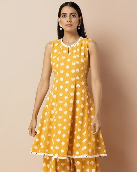 Buy Indya Yellow Embroidered Straight Kurti for Women Online @ Tata CLiQ