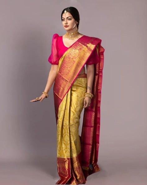 Pink Zari Woven Kanchipuram Silk Saree Latest 4880SR02