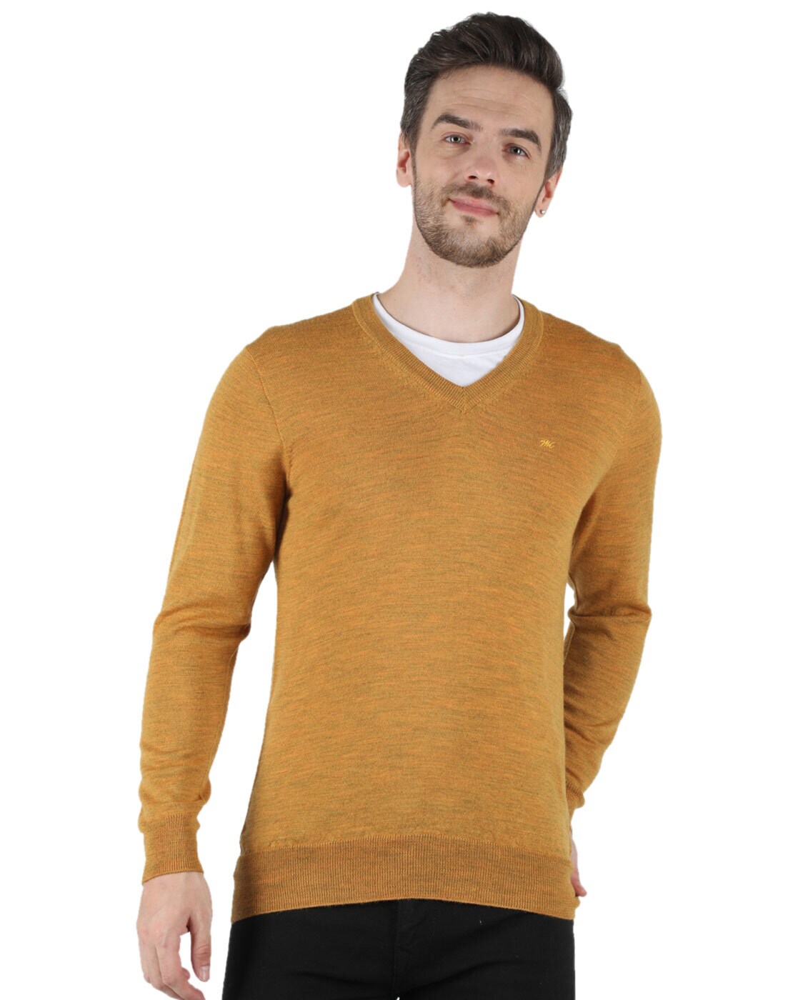 Gold v sale neck sweater