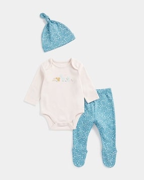Printed Bodysuit & Bootie Pants with Cap-image-41