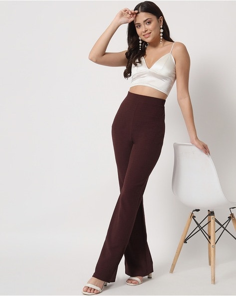 Buy Wine Trousers & Pants for Women by ORCHID BLUES Online