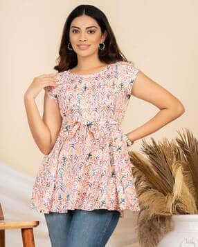 weavllite Floral Print Round-Neck Tunic-picture-10