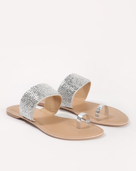 Women Embellished Toe Ring Sandals