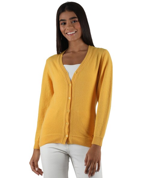 Womens yellow deals cardigan sweater