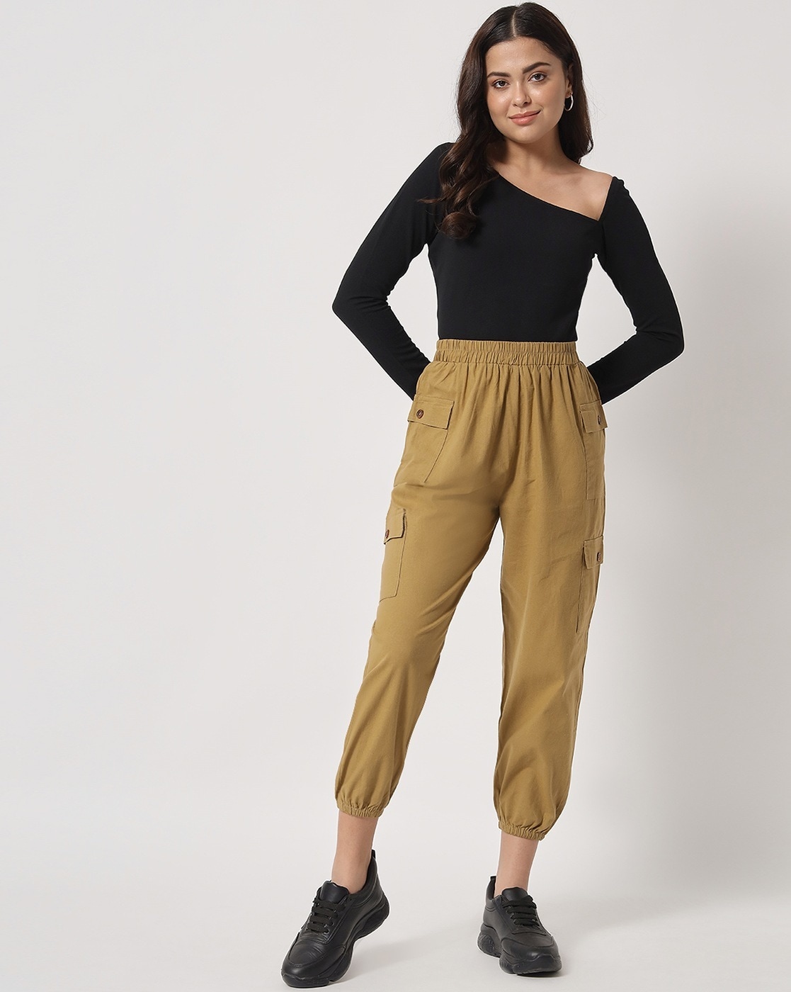 Buy Beige Trousers & Pants for Women by ORCHID BLUES Online