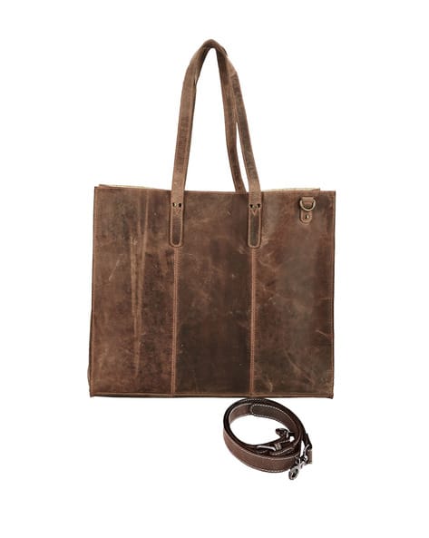 Leather Tote Bag with Detachable Belt Strap
