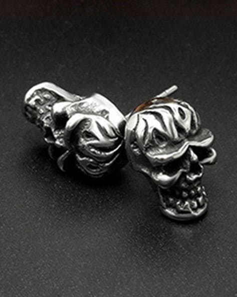 Sterling Silver Flat Skull Stud Earrings – Melchior Jewellery