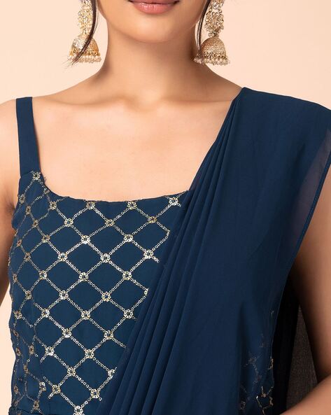 Tuscany Gold Peplum Blouse with Dhoti | WaliaJones