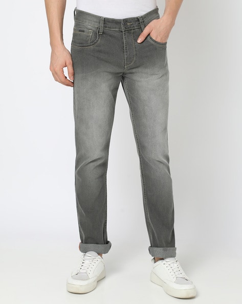 Men Mid-Wash Slim Fit Jeans