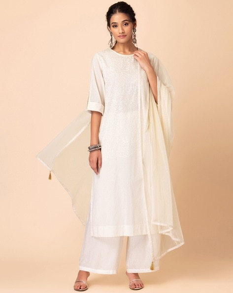 Buy White Kurta Suit Sets for Women by Indya Online